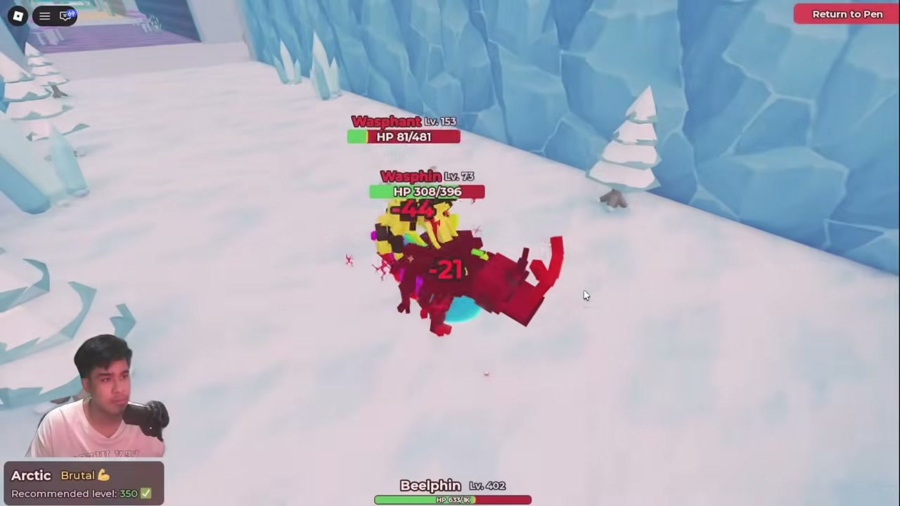 A complete Arctic zone screen in The Wild, showing the Arctic Brutal Recommended level 350 plate and two named enemies with health bars.